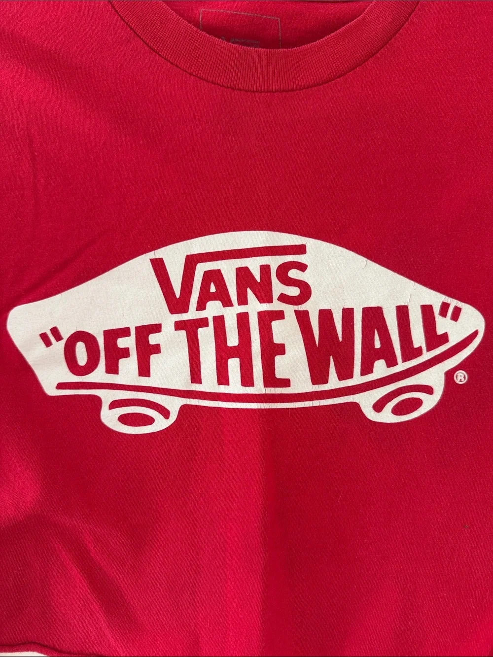 Vans Red 'Off The Wall' Logo Crop Tee